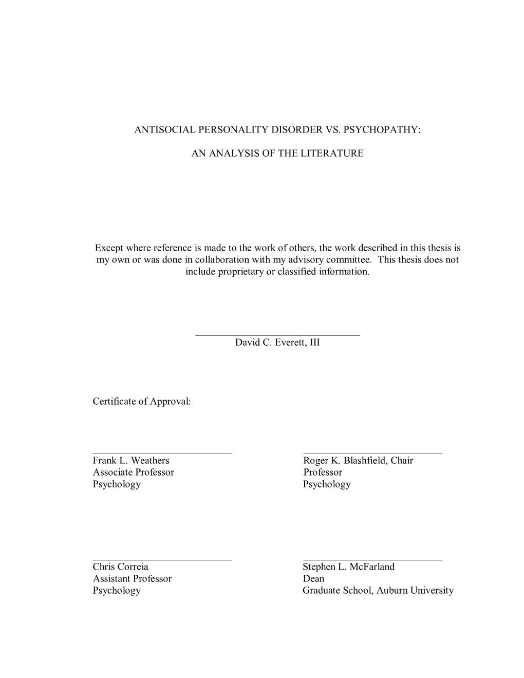 Antisocial Personality Disorder Vs