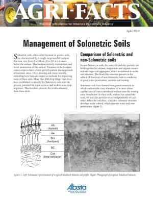 Management of Solonetzic Soils