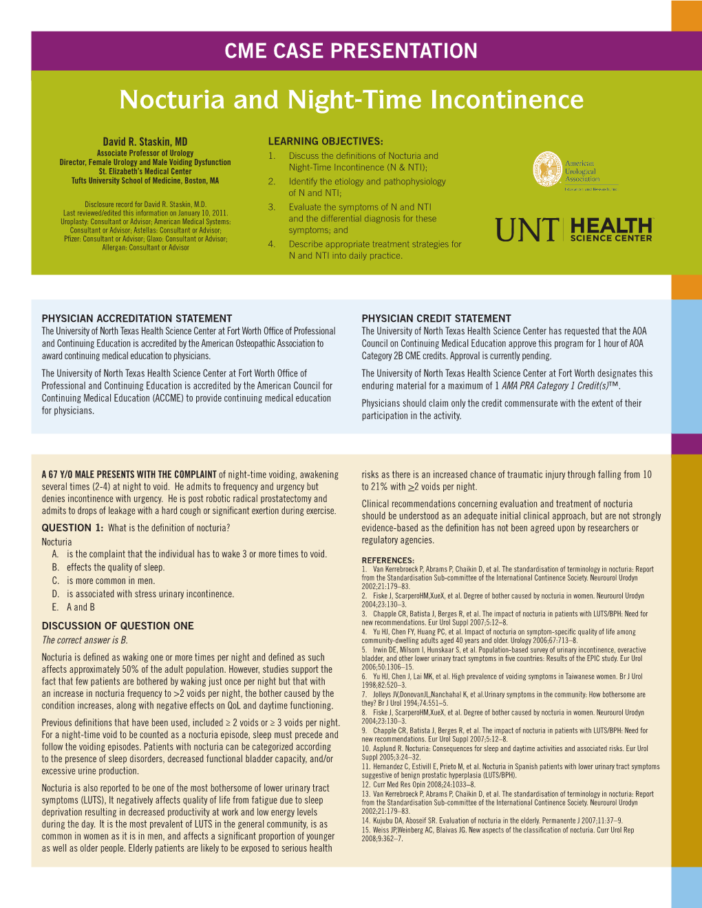 Nocturia and Night-Time Incontinence