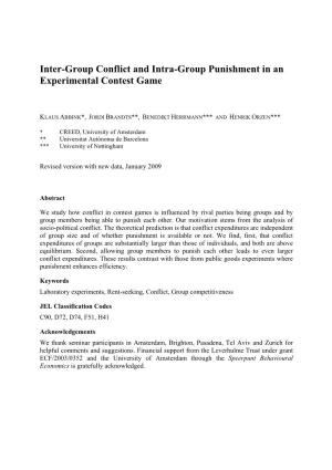 Rent-Dissipation and Punishment in Experiments with the Group Rent