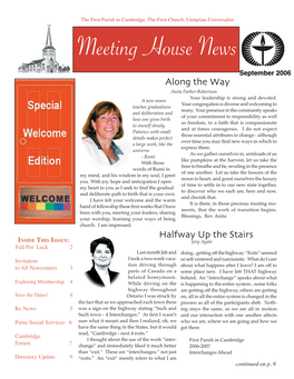 Meeting House News September 2006 Along the Way Anita Farber-Robertson Your Leadership Is Strong and Devoted