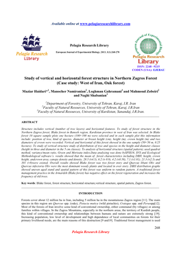 Study of Vertical and Horizontal Forest Structure in Northern Zagros Forest (Case Study: West of Iran, Oak Forest)