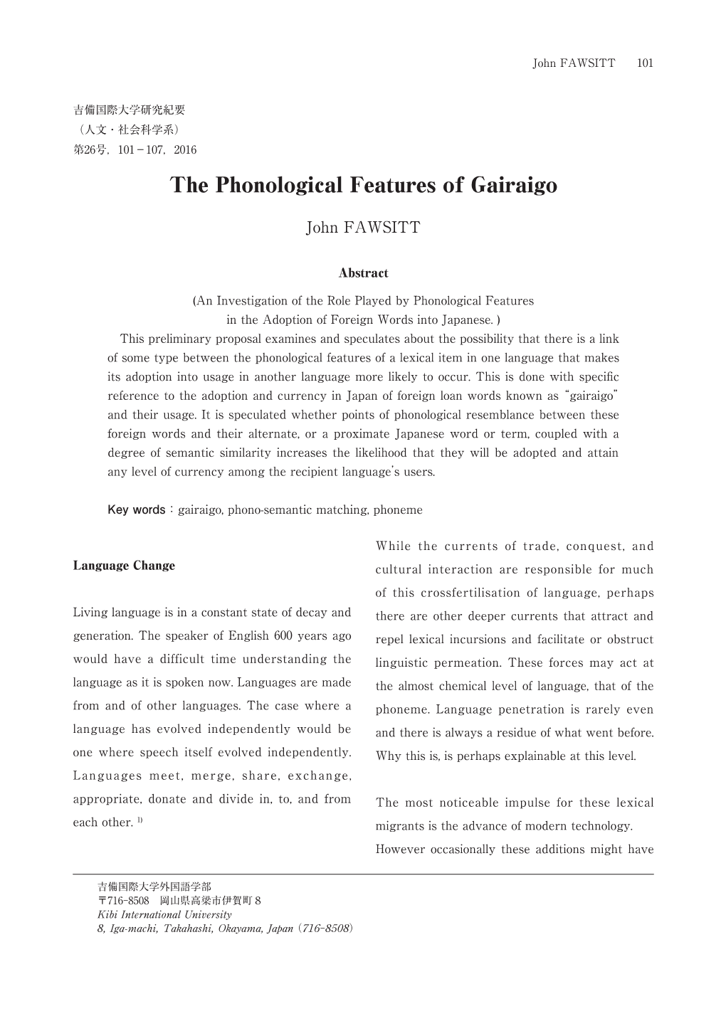 The Phonological Features of Gairaigo