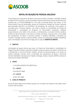 Associação Das Cooperativas De Apoio a Economia Familiar