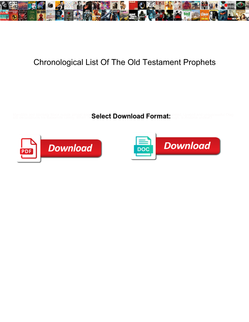 Chronological List of the Old Testament Prophets