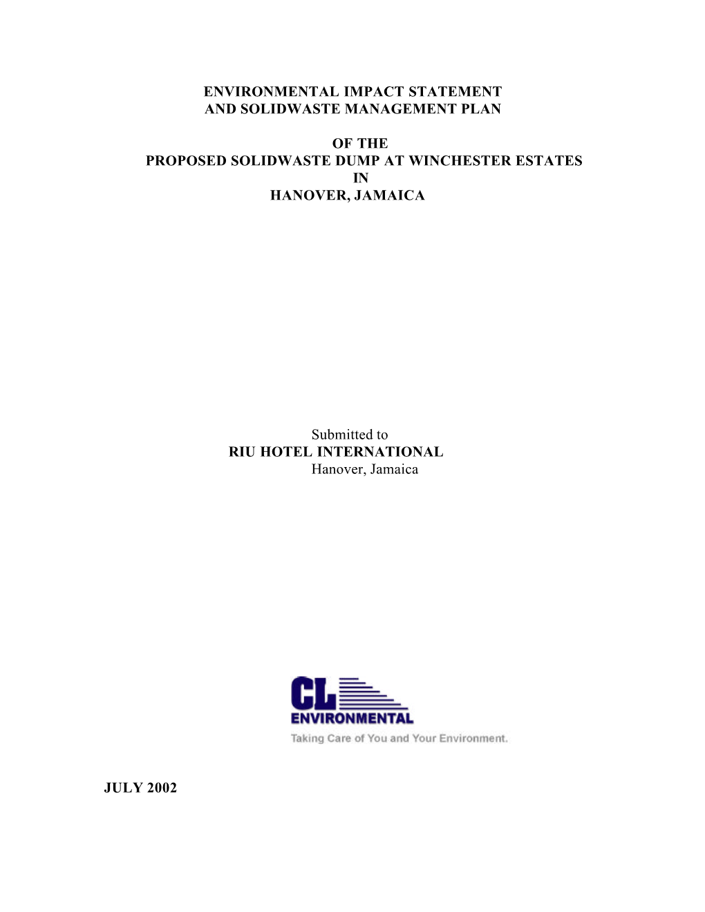 Environmental Impact Statement and Solidwaste Management Plan