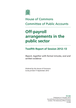 Off-Payroll Arrangements in the Public Sector
