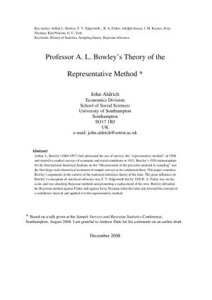 Professor A. L. Bowley's Theory of the Representative Method *