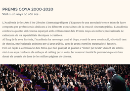Premis Goya 2000 -2020