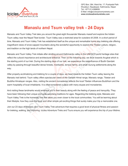 Manaslu and Tsum Valley Trek - 24 Days