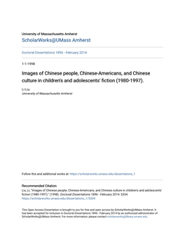 Images of Chinese People, Chinese-Americans, and Chinese Culture in Children's and Adolescents' Fiction (1980-1997)