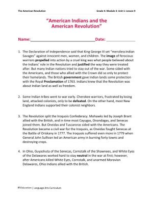 “American Indians and the American Revolution”