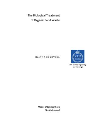 The Biological Treatment of Organic Food Waste