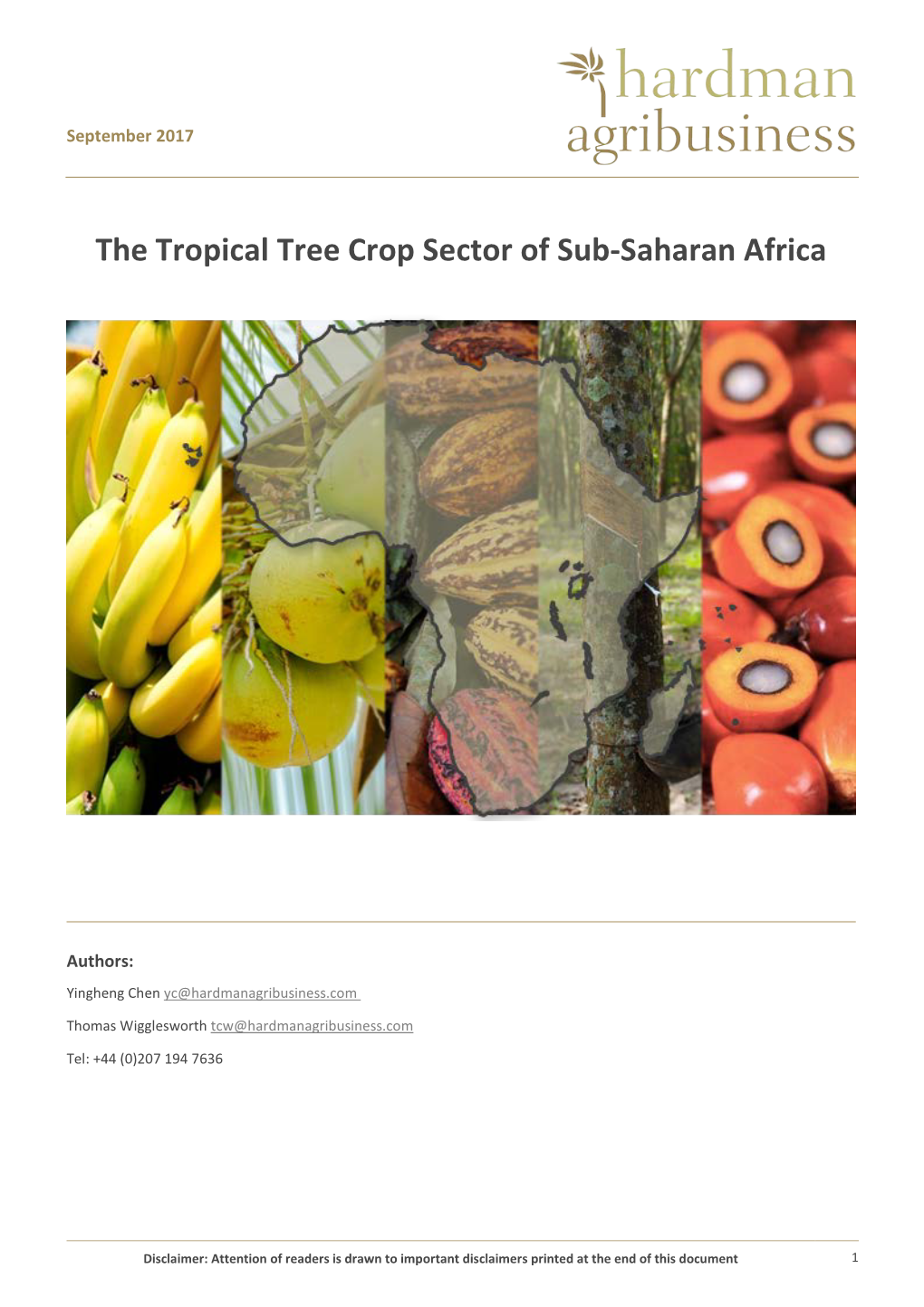 The Tropical Tree Crop Sector of Sub-Saharan Africa