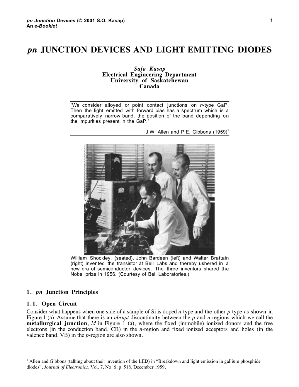 Pn JUNCTION DEVICES and LIGHT EMITTING DIODES