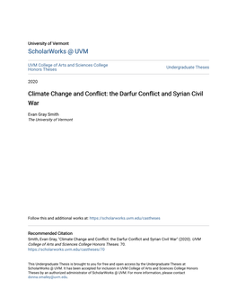 Climate Change and Conflict: the Darfur Conflict and Syrian Civil War