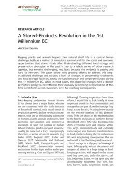 A Stored-Products Revolution in the 1St Millennium BC