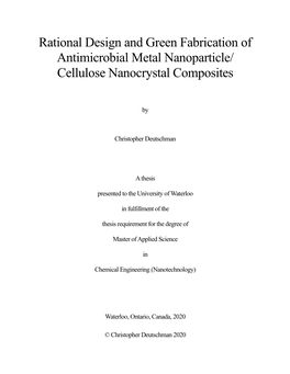Rational Design and Green Fabrication of Antimicrobial Metal Nanoparticle/ Cellulose Nanocrystal Composites
