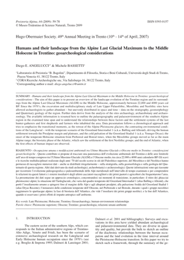 Humans and Their Landscape from the Alpine Last Glacial Maximum to the Middle Holocene in Trentino: Geoarcheological Considerations