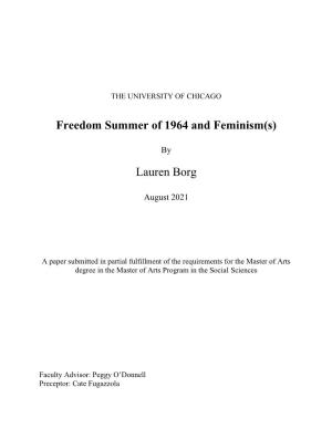 Freedom Summer of 1964 and Feminism(S) Lauren Borg