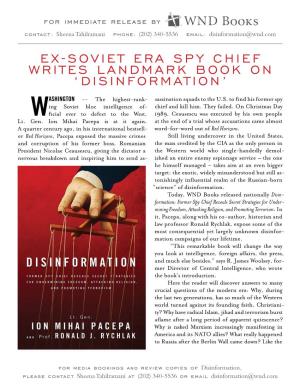 Ex-Soviet Era Spy Chief Writes Landmark Book on 'Disinformation'