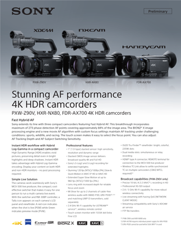 Stunning AF Performance 4K HDR Camcorders