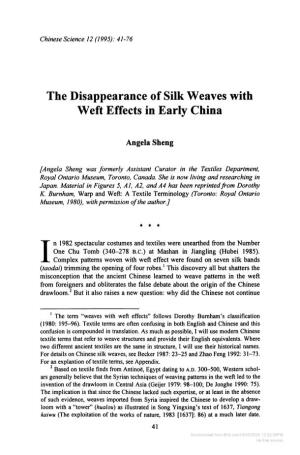 The Disappearance of Silk Weaves with Weft Effects in Early China