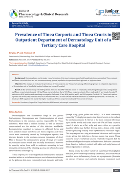 Prevalence of Tinea Corporis and Tinea Cruris in Outpatient Department of Dermatology Unit of a Tertiary Care Hospital