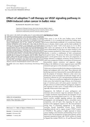 Effect of Adoptive T Cell Therapy on VEGF Signaling Pathway in DMH-Induced Colon Cancer in Balb/C Mice