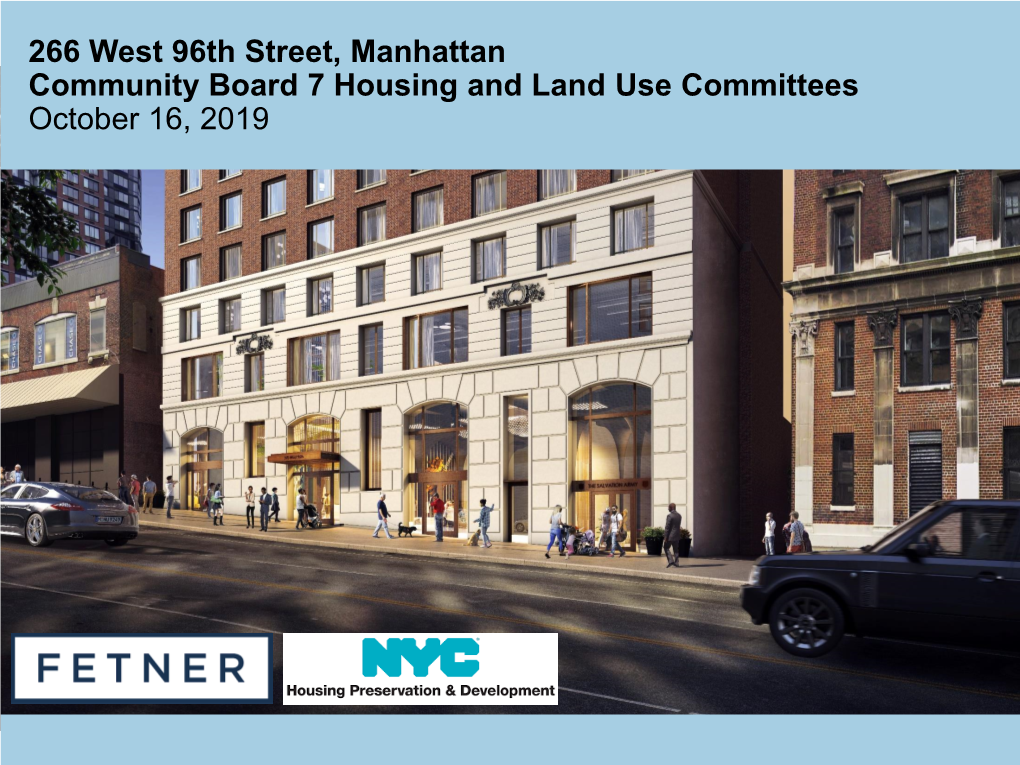 266 W. 96Th Street Fetner HPD Presentation