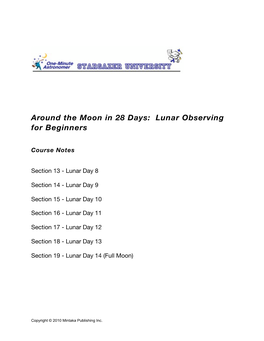 Around the Moon in 28 Days: Lunar Observing for Beginners