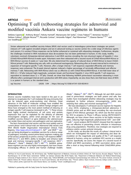 Boosting Strategies for Adenoviral and Modified Vaccinia Ankara