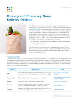 COVID-19 Grocery and Pharmacy Home Delivery