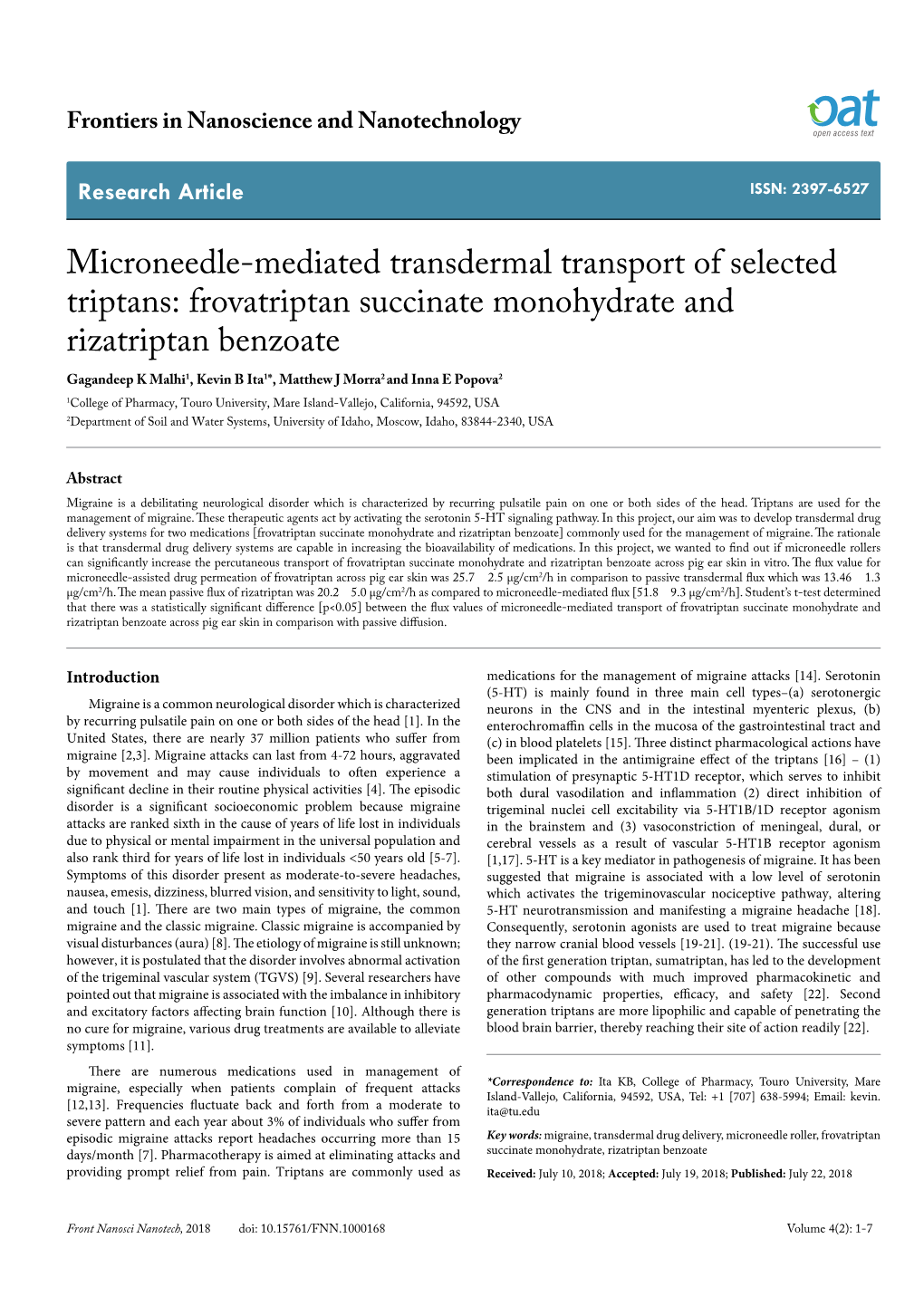 Frovatriptan Succinate Monohydrate and Rizatriptan Benzoate