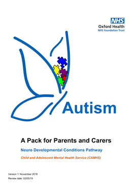 A Pack for Parents and Carers Neuro Developmental Conditions Pathway