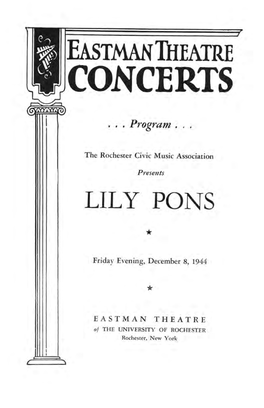 Eastman Theatre Concerts; Dec. 8, 1944; Lily Pons