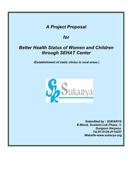 A Project Proposal for Better Health Status of Women and Children