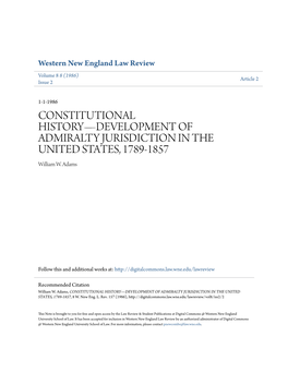 Constitutional Historyâ•ﬂdevelopment of Admiralty