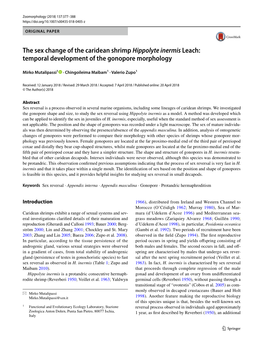 The Sex Change of the Caridean Shrimp Hippolyte Inermis Leach: Temporal Development of the Gonopore Morphology