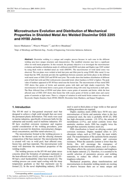 Microstructure Evolution and Distribution of Mechanical Properties in Shielded Metal Arc Welded Dissimilar DSS 2205 and HY80 Joints