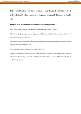 Hydroxyflutamide When Compared to Its Parent Compound, Flutamide in Hepg2