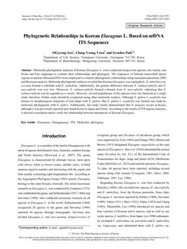 Phylogenetic Relationships in Korean Elaeagnus L. Based on Nrdna ITS Sequences