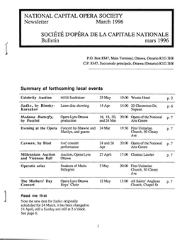 NATIONAL CAPITAL OPERA SOCIETY Newsletter March 1996