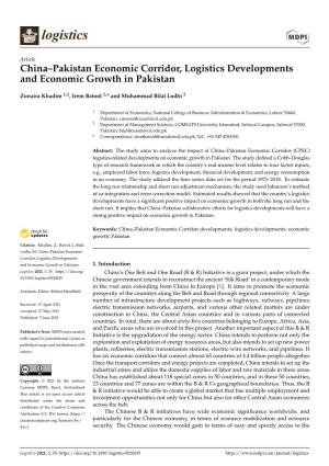 China–Pakistan Economic Corridor, Logistics Developments and Economic Growth in Pakistan