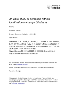 An EEG Study of Detection Without Localisation in Change Blindness