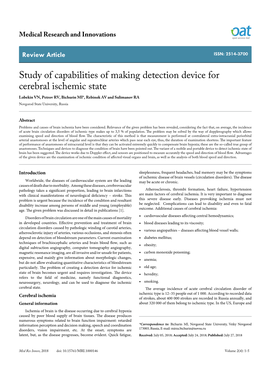 Study of Capabilities of Making Detection Device for Cerebral Ischemic State