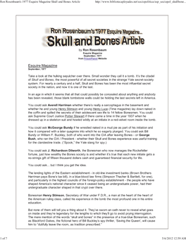 Esquire Magazine Skull and Bones Article