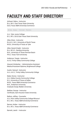 Faculty and Staff Directory 1