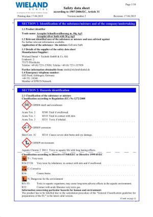 Safety Data Sheet According to 1907/2006/EC, Article 31 Printing Date 17.04.2015 Version Number 2 Revision: 17.04.2015