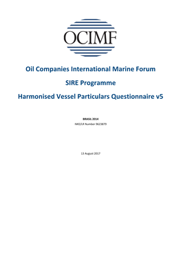 Oil Companies International Marine Forum SIRE Programme Harmonised Vessel Particulars Questionnaire V5